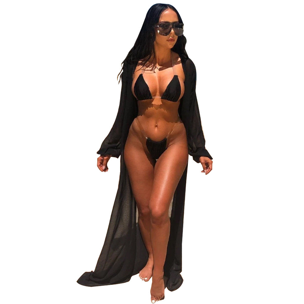 Stunning and Versatile 2025 Women's Solid Color Three-Piece Bikini Set: Embrace Your Confidence and Make a Splash!