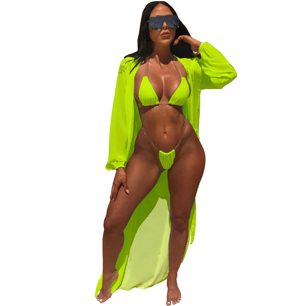 Stunning and Versatile 2025 Women's Solid Color Three-Piece Bikini Set: Embrace Your Confidence and Make a Splash!