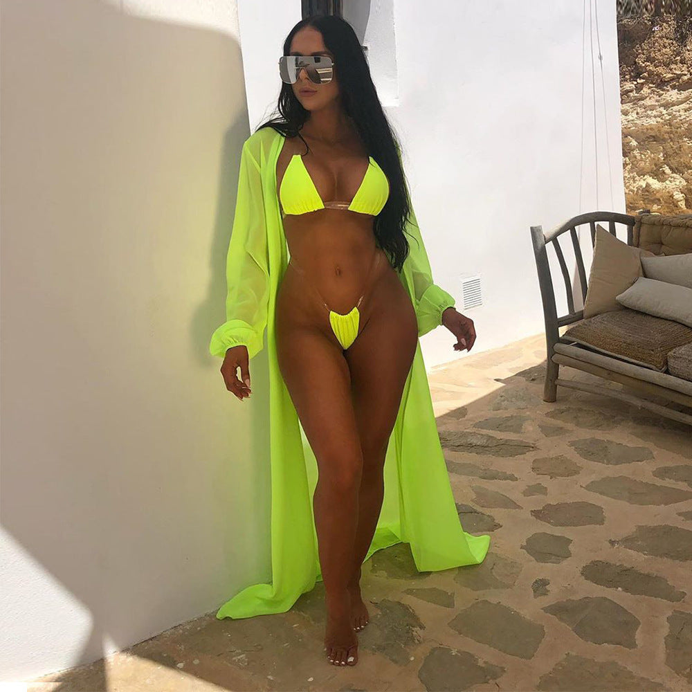 Stunning and Versatile 2025 Women's Solid Color Three-Piece Bikini Set: Embrace Your Confidence and Make a Splash!