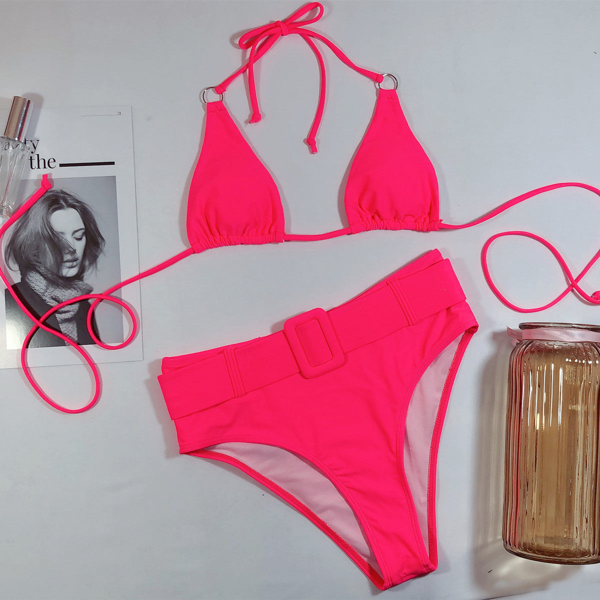 2024 Spring Break Women's Seductive Solid Color Bikini: Sexy Two-Piece Swimwear Set for a Statement-Making Beach Look
